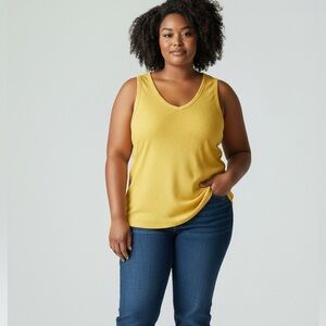 NWT - Blumin Woman’s Plus Size Yellow Ribbed Stretchy Tank - Size 3XL